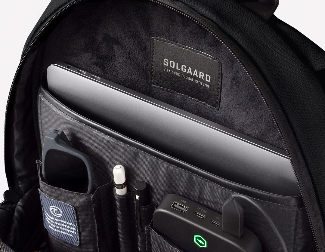 solgaard daypack sustainable backpack interior organization in black