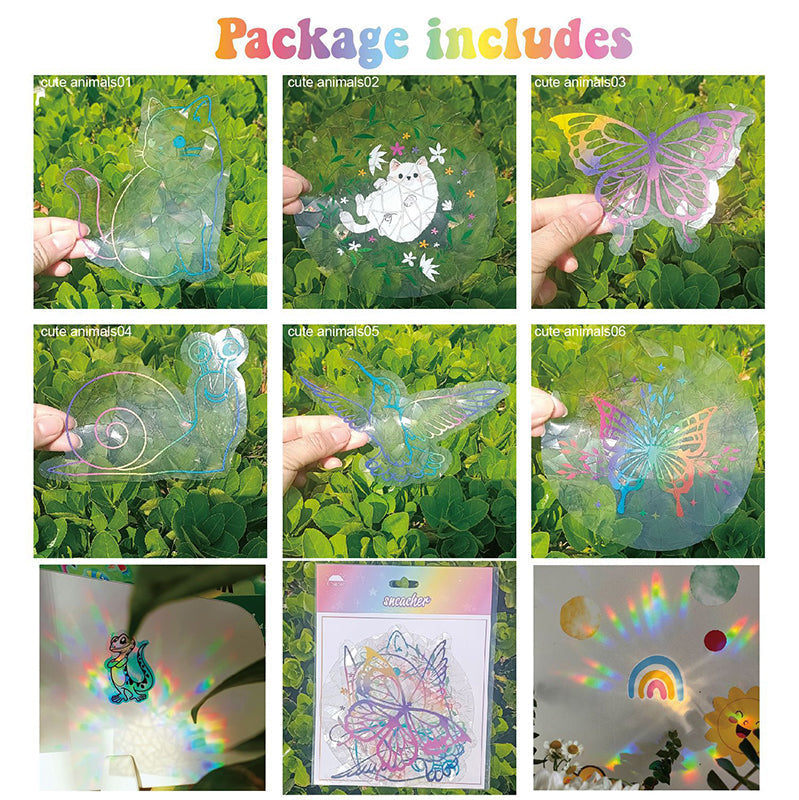 🌈PVC animal colorful anti-collision glass sticker, 6 pcs🪐