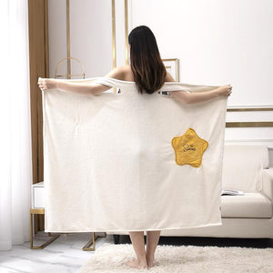 Women Quick Dry Wearable Microfiber plush Bathrobes