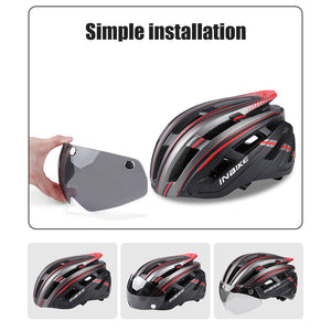 Bike Helmet with Goggles Visor and LED Back Light