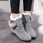 Women Suede Hairball Round Toe Wedges Shoes