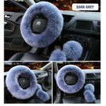 Solid Colour Warm Fluffy Wool Car Set