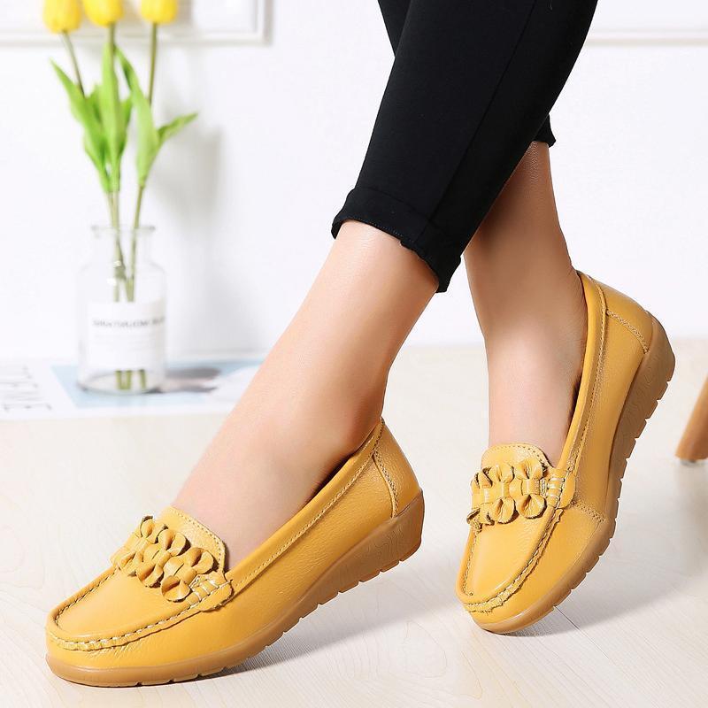 Women Solid Color Bowknot Casual Loafers