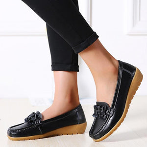 Women Solid Color Bowknot Casual Loafers