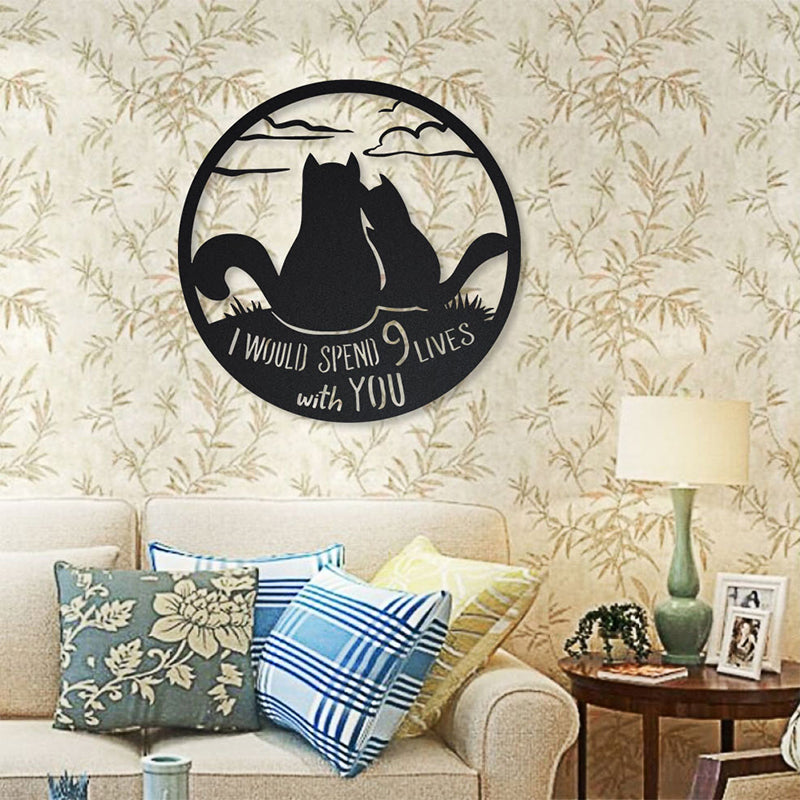 Metal Cat Silhouette Decoration Art