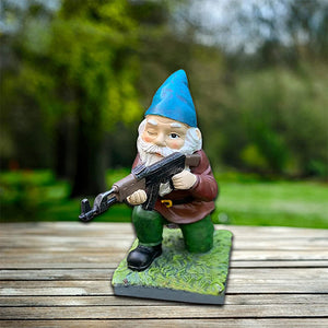 Military Garden Gnome With Camouflage Uniform And AK47