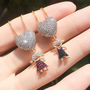 Cute Doll Pendant Heart Necklace