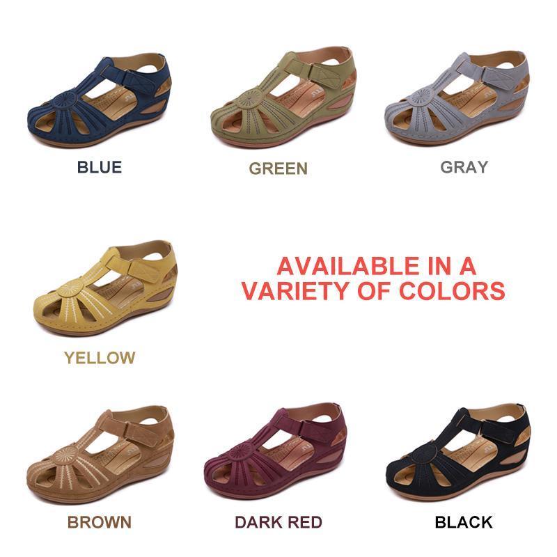 Hollow Out Lightweight Breathable Velcro Pure Color Sandals