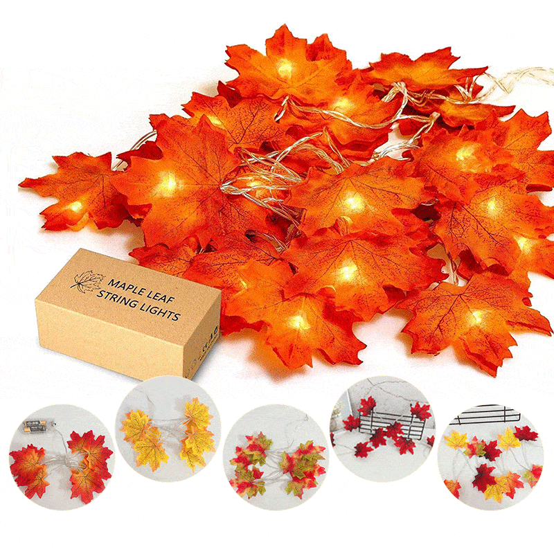 Thanksgiving Décor Fall Maple Leaf String Lights