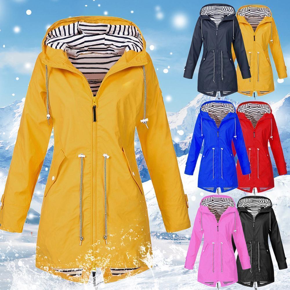 Long waterproof hooded jacket