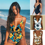 Women Multi-Flower Printed One Pieces Bikini