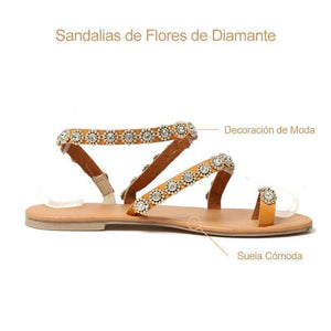 Sandalias de Flores de Diamante