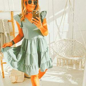 V-neck Ruffled Dress