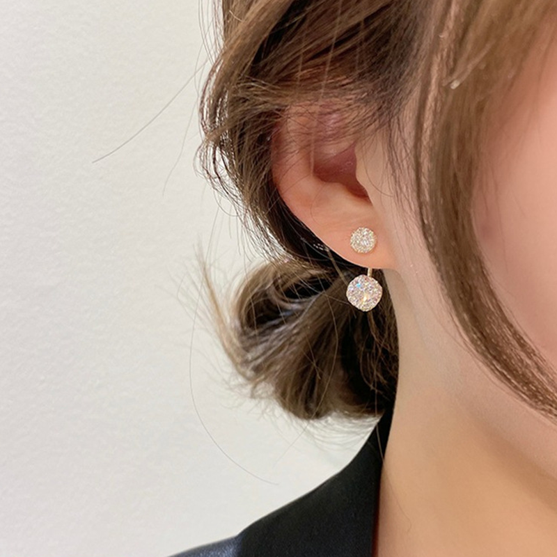 Simple Hollow Diamond Ball Earrings