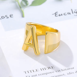 Women's adjustable letter ring