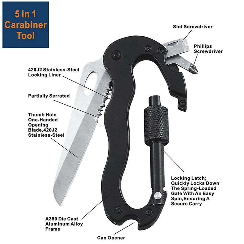 5 in 1 Outdoor Multifunctional Carabiner