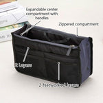 Women's Bag Practical Handbag Purse Nylon Dual Organizer Insert Cosmetic Storage