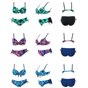 High Waist Printed Bikini Set (Large Size)