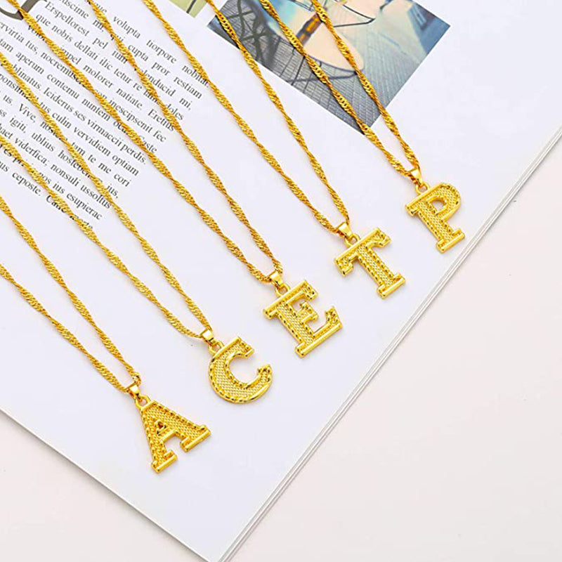 18K Gold Plated Initial Letter Necklace