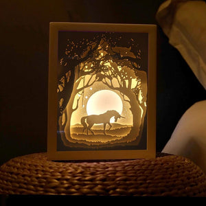 3D Light and Shadow Night Lamp Paper Carving Art