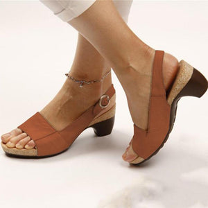 Women Elegant Low Chunky Heel Comfy Sandals