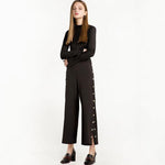 Button Side Slit Pants