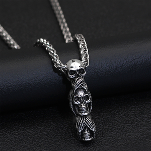 Speak No Evil, Hear No Evil, See No Evil Skulls Necklace For Men