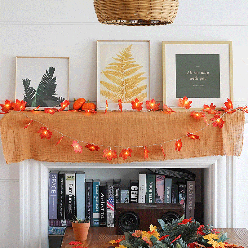 Thanksgiving Décor Fall Maple Leaf String Lights