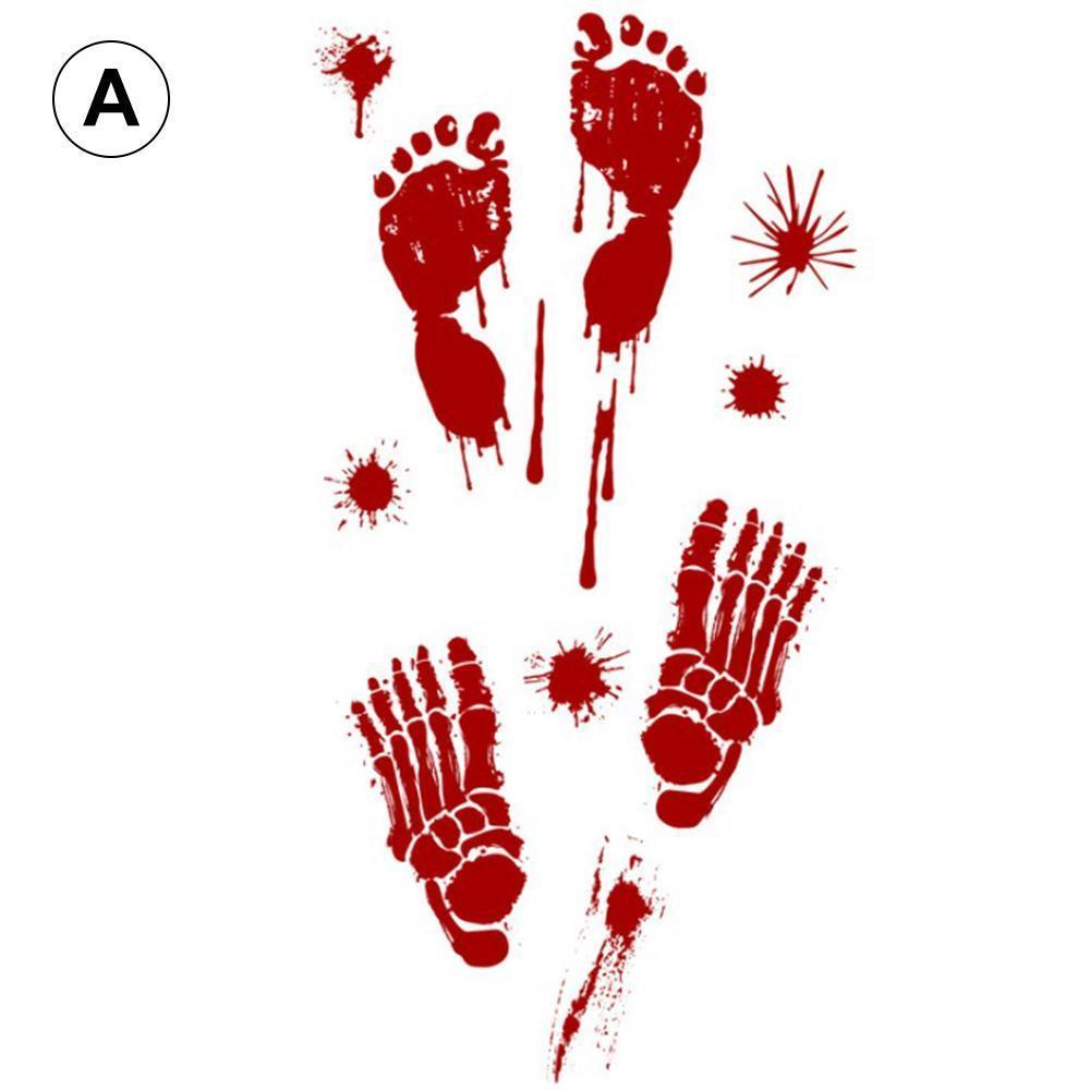 Halloween blood hand footprints wall stickers