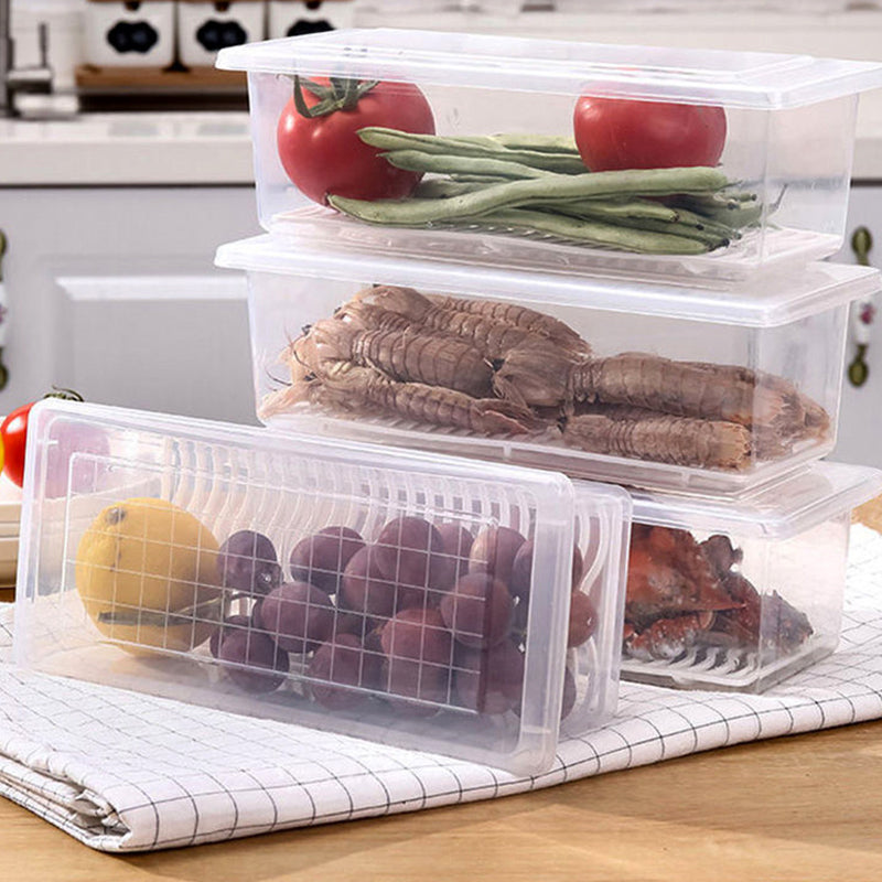 Refrigerator Storage Box with Drain Tray