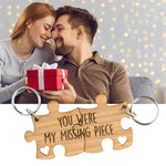 You Were My Missing Piece - Engraved Wooden Jigsaw Puzzle Keyring Set