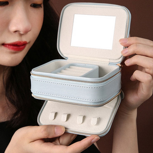 Portable Jewelry Storage Box with Mirror