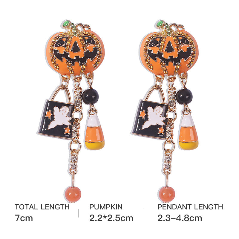 Pumpkin Ghost Creative Halloween Tassel Earrings