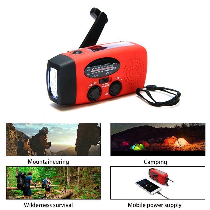 Solar Hand-cranked Radio with LED Flashlight