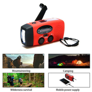 Solar Hand-cranked Radio with LED Flashlight