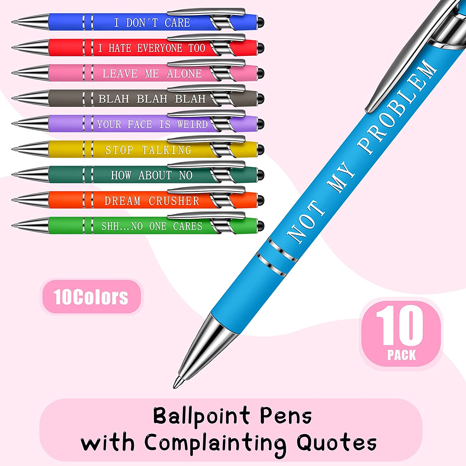 10 pcs Funny Office Ballpoint Pens(Black Ink)