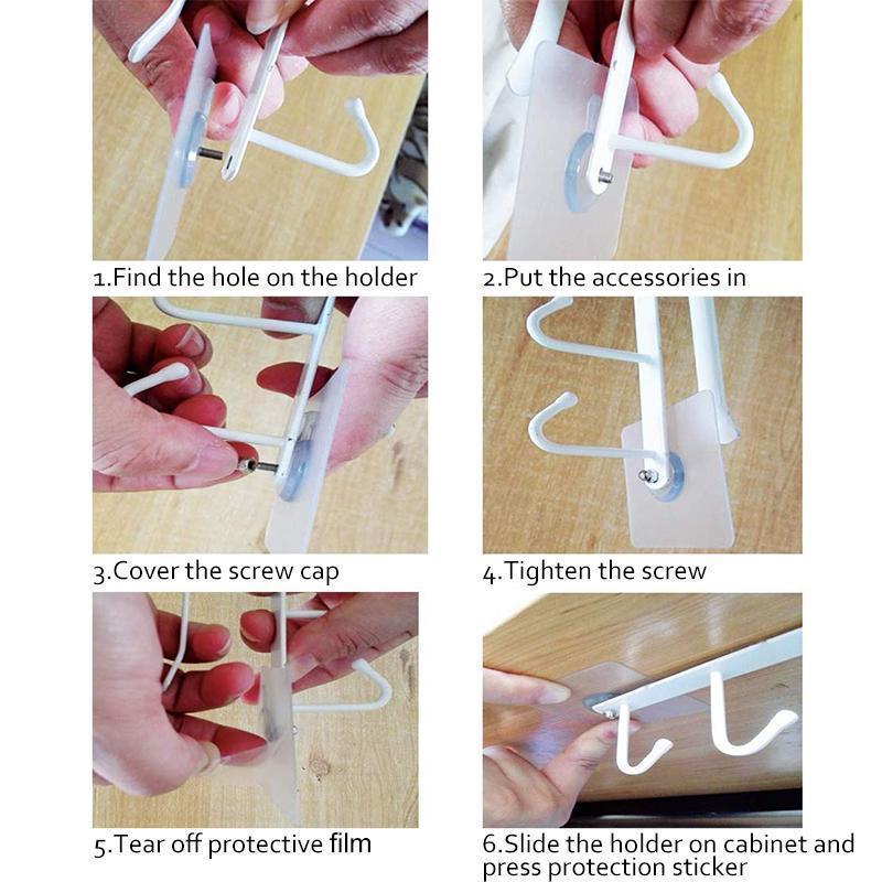 6 Hooks Under-Cabinet Hanger Rack