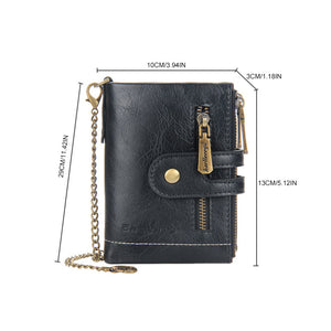 Men‘s RFID Wallet with Chain, Retro Bifold Card Holder Purse