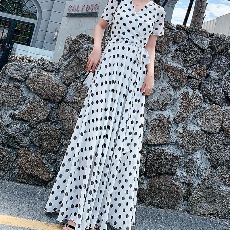 Belted Polka Dot Maxi Dress