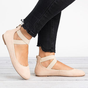 Women Pu Nubuck Flats Casual Ballerina Shoes