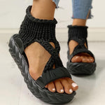 Woven fabric thick sole sandals