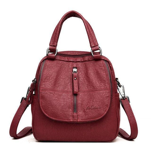 Fashion Leather Multipurpose Backpack Shoulder Handbag