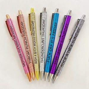 Swear Word Daily ballpoint Pen Set(7cs* Funny black ink Pens )